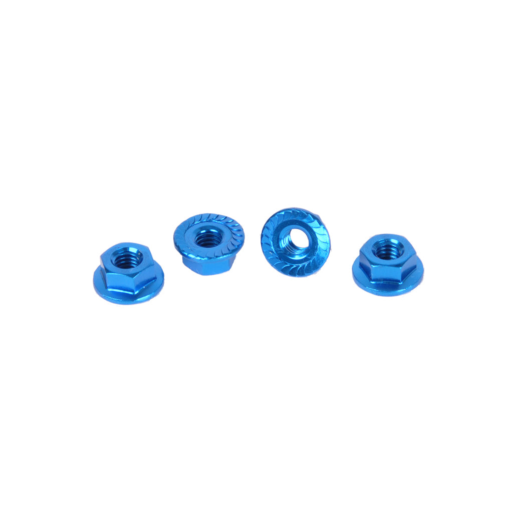 CORE RC - Serrated Alloy M4 Nuts; Blue pk 4